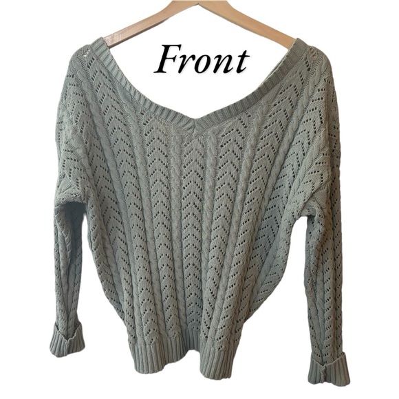 Jessica Simpson knit twist back sweater Sage Green Size Medium - Picture 2 of 6
